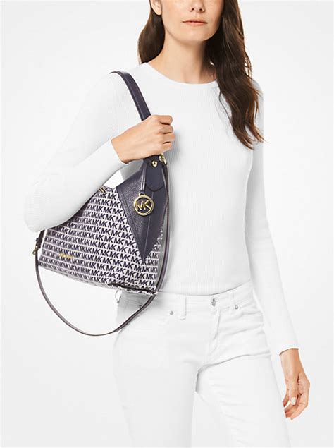 Aria Large Logo Jacquard Shoulder Bag 